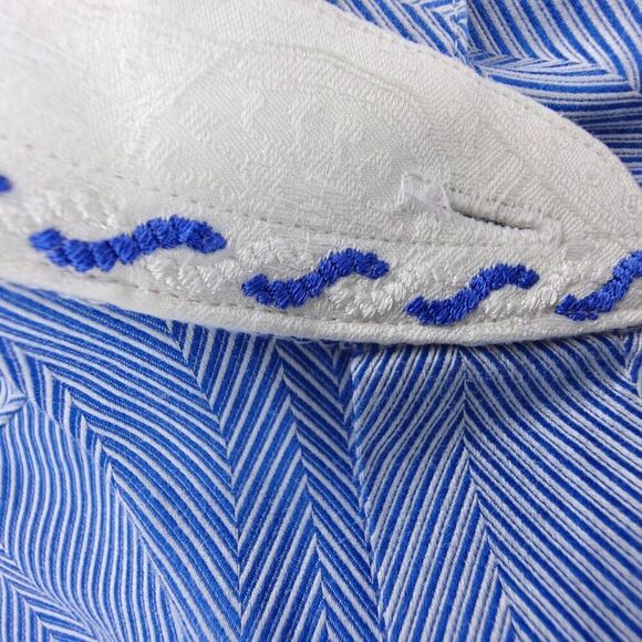 ROBERT GRAHAM Chevron Print Long Sleeve Button Down Dress Shirt Mens Medium Blue - Picture 10 of 12